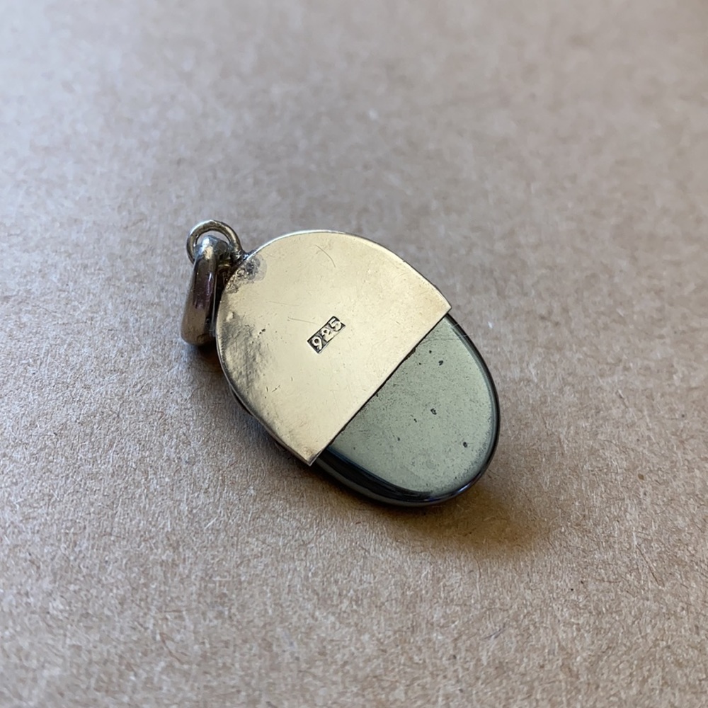 Hemitite and Rubilite sterling silver pendant. - Picture 2 of 3